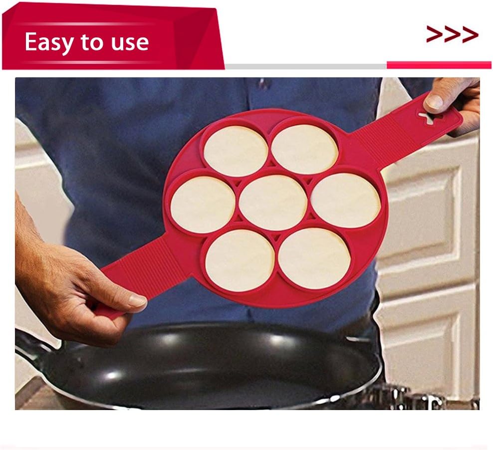 Pancake Molds Silicone Baking Mould Egg Maker Pancake Flipper Egg Ring Nonstick Silicone Round Egg Rings 7 Circles - Image 5