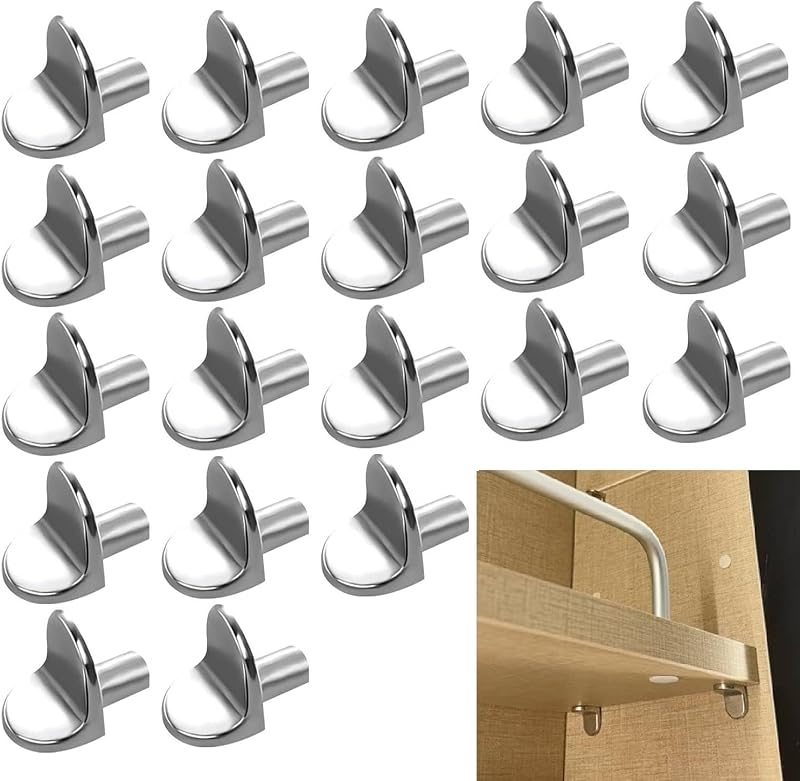 Uskerb 20 Pcs Heavy Duty L Shaped Metal Shelf Supports Polished Nickel