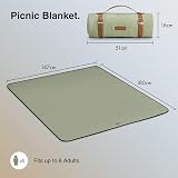 VonShef Picnic Blanket Green Herringbone 180x147cm Waterproof Backing view 8