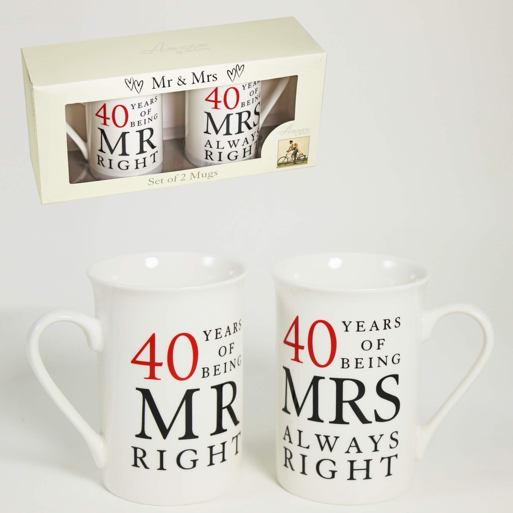 Widdle Celebrations Anniversary 40 Years Being Mr Right Mrs Always Right Mug Set 1250