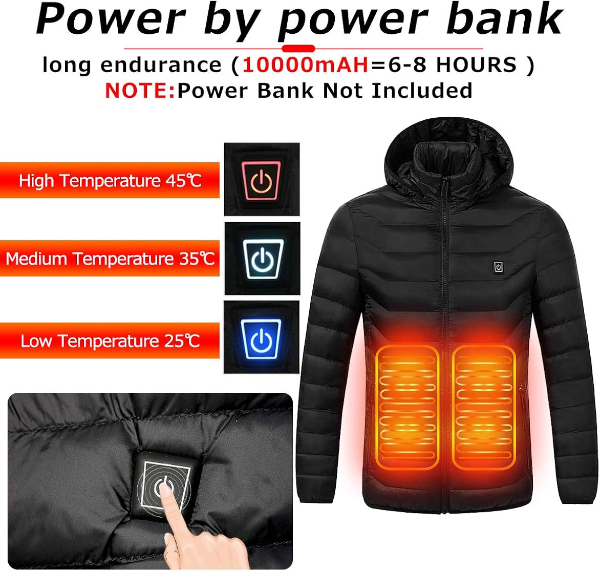 SUPTEMPO Women's Men's Heated Jacket Electric Heating Jacket Winter Warm Jackets for Women and Man: Clothing