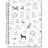 JRTW Black and White Minimalist Dog Notebook Journal, Dog Mom Lovers Owners Gifts for Women Men, Cute Notebooks for Note Taking, Spiral Journal 5.5x8.3 Inch