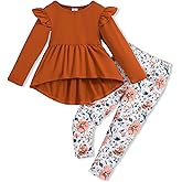 Doresbebe Toddler Girl Clothes Kid Fall Outfit Ruffle Sleeve Shirt Top Floral Pants Winter Clothing Set