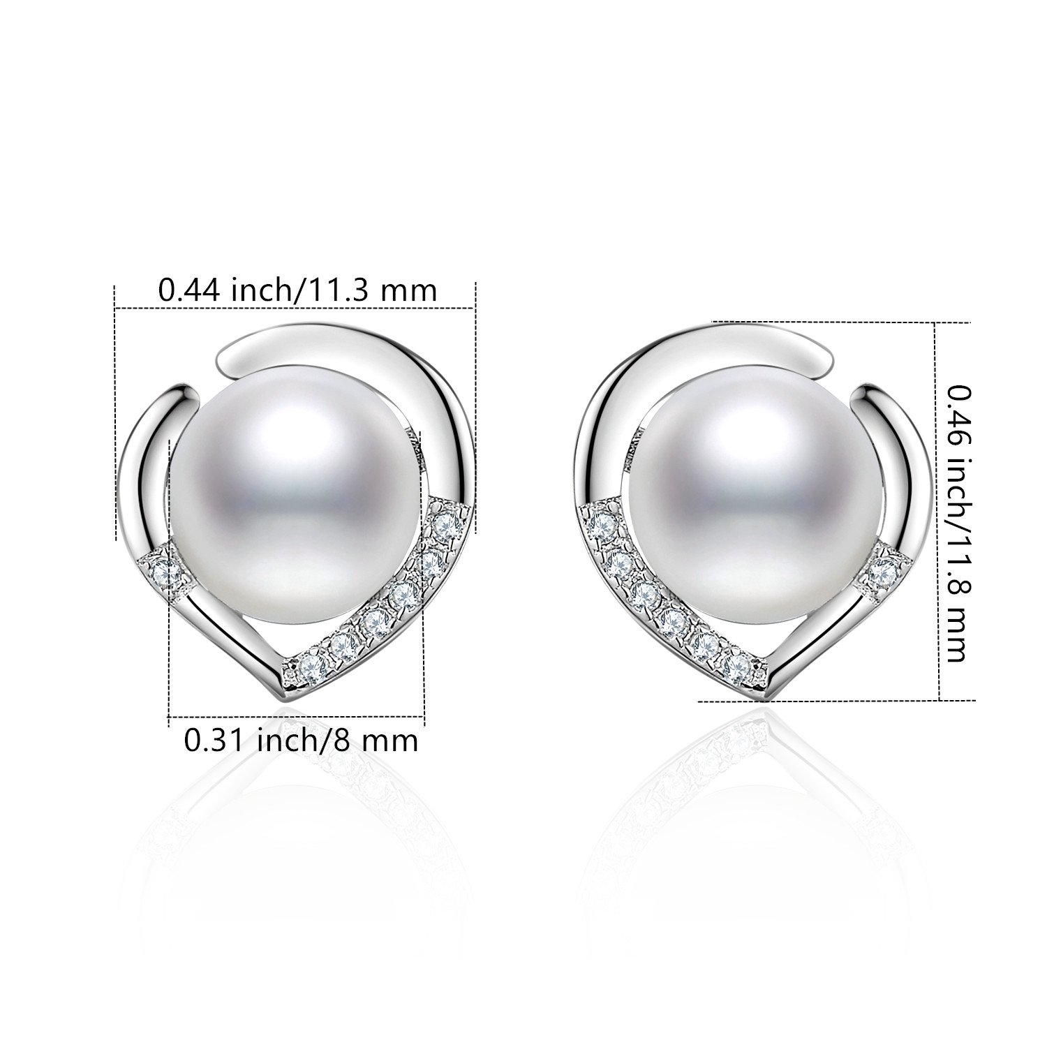 J.Vénus pendientes de las señoras Set plata de ley 925 básicos con perlas de agua dulce de 8 mm, con caja de joyería hermosa, regalo ideal el día de San Valentín, cumpleaños