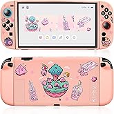 QUBAMG Soft Switch 2 Protective Shell Compatible with Nintendo Switch 2, Cute Pink Silicone Slim Dockable Switch 2 Console Cover Case Protector with Joy-Con Grips
