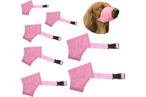 CILKUS Dog Muzzles Suit, 7 PCS Adjustable Breathable Safety Small Medium Large Extra Dog Muzzles for Anti-Biting Anti-Barking Anti-Chewing Safety Protection (Pink)