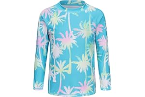AISYEE Girls Long Sleeve Rash Guard Swim Shirt for Girls One Piece Swimsuits with UPF 50+ Sun Protection Bathing Suits 3-16 Years