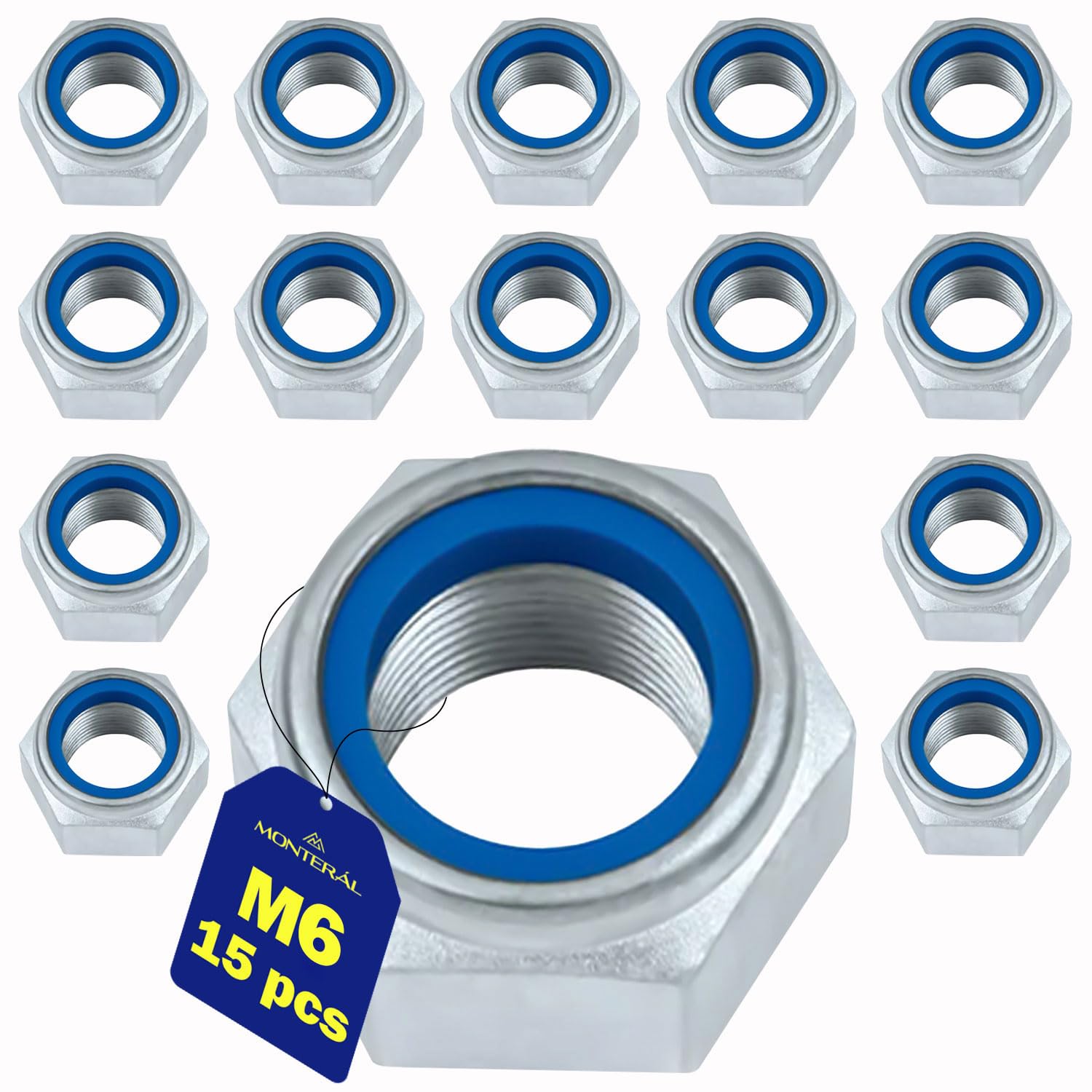 15 Pieces Nut M6 Type DIN 985 Made of Steel and Equipped with Self Locking System - Warranty 10 Years – MONTERAL