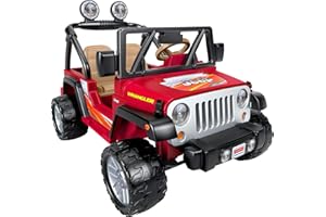 Power Wheels Jeep Wrangler Ride-On Battery Powered Vehicle with Charger & Storage Area for Preschool Kids Ages 3+ Years, Seats 2, Red