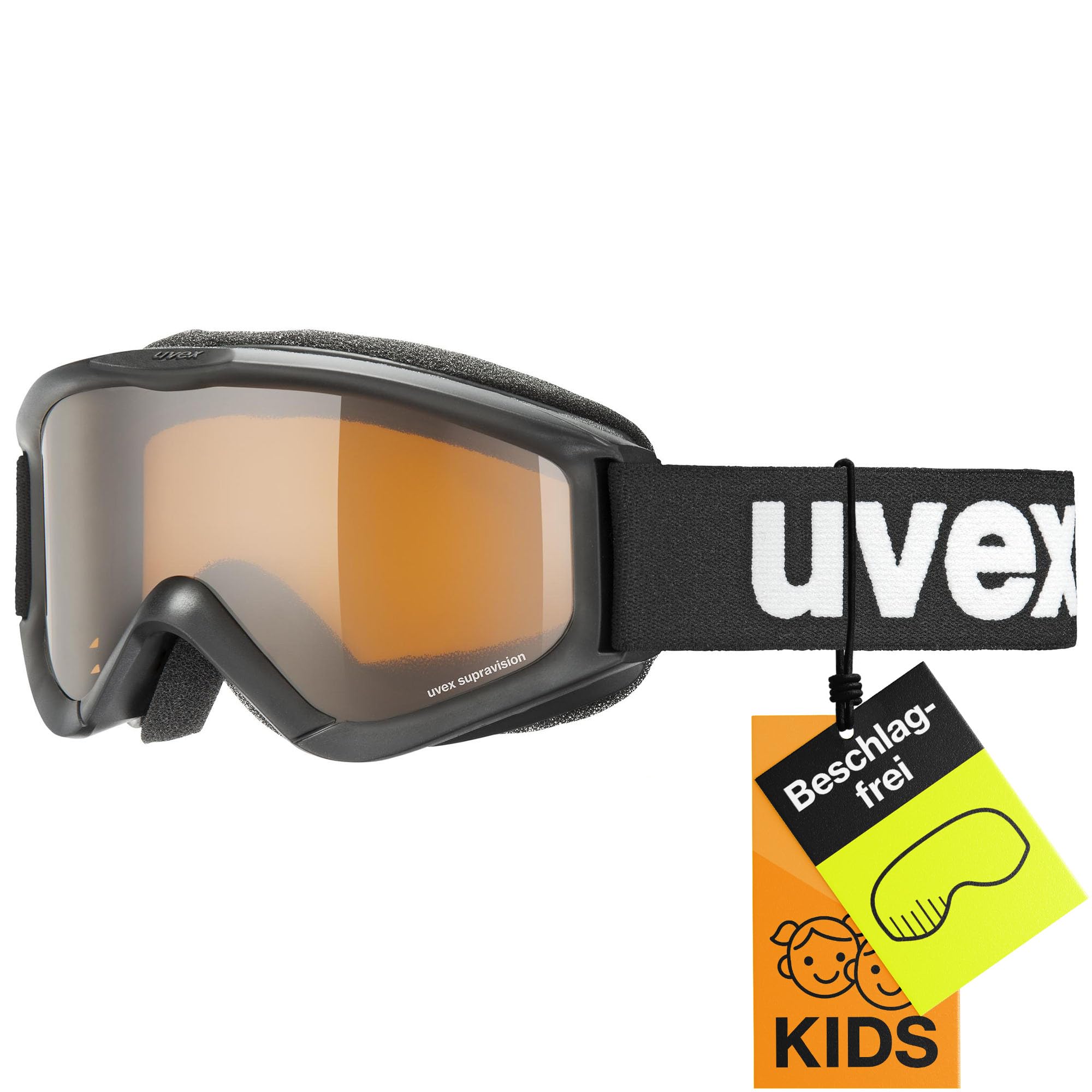uvex Speedy Pro - Ski Goggle for Kids - Contrast Enhancing - Extended Field of Vision & Anti-Fog Coating - Black/Lasergold - One Size