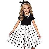 Tao-Ge Christmas Dresses for Girls Vintage Dress 50s 1950 Outfit Kids Girl Polka Dot Flower Checkered Party Dresses Size 6-12