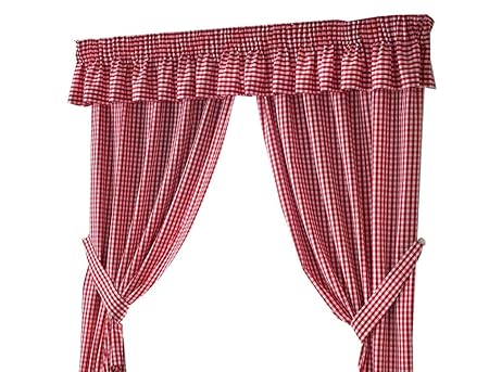 Red And White Yarn Dyed Gingham Checked Pencil Pleat Pleat Tape