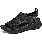 YESWIN Womens Orthopedic Walking Sandals Arch Support Comfort Slip-On Sport Sandals Open-Toe Athletic Sandals for Plantar Fasciitis Summer Beach Casual