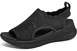 Womens Orthopedic Walking Sandals Arch Support Comfort Slip-On Sport Sandals Open-Toe Athletic Sandals for Plantar Fasciitis 