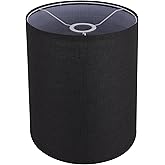 Black Linen Tall Drum Lampshade, 10" Top x 10" Bottom x 13" High Lamp Shade, Lamp Shade Replacement for Table and Floor Lamps, Pendant Light, Handcrafted Lampshade, Easy Assembly