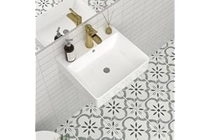 Mocoloo 18 Inch Wall Mounted Bathroom Sink 18"x16" Rectangle White Wall Hung Porcelain Sink With Overflow, Hand Washing Ceramic Basin Hanging Lavatory Sink