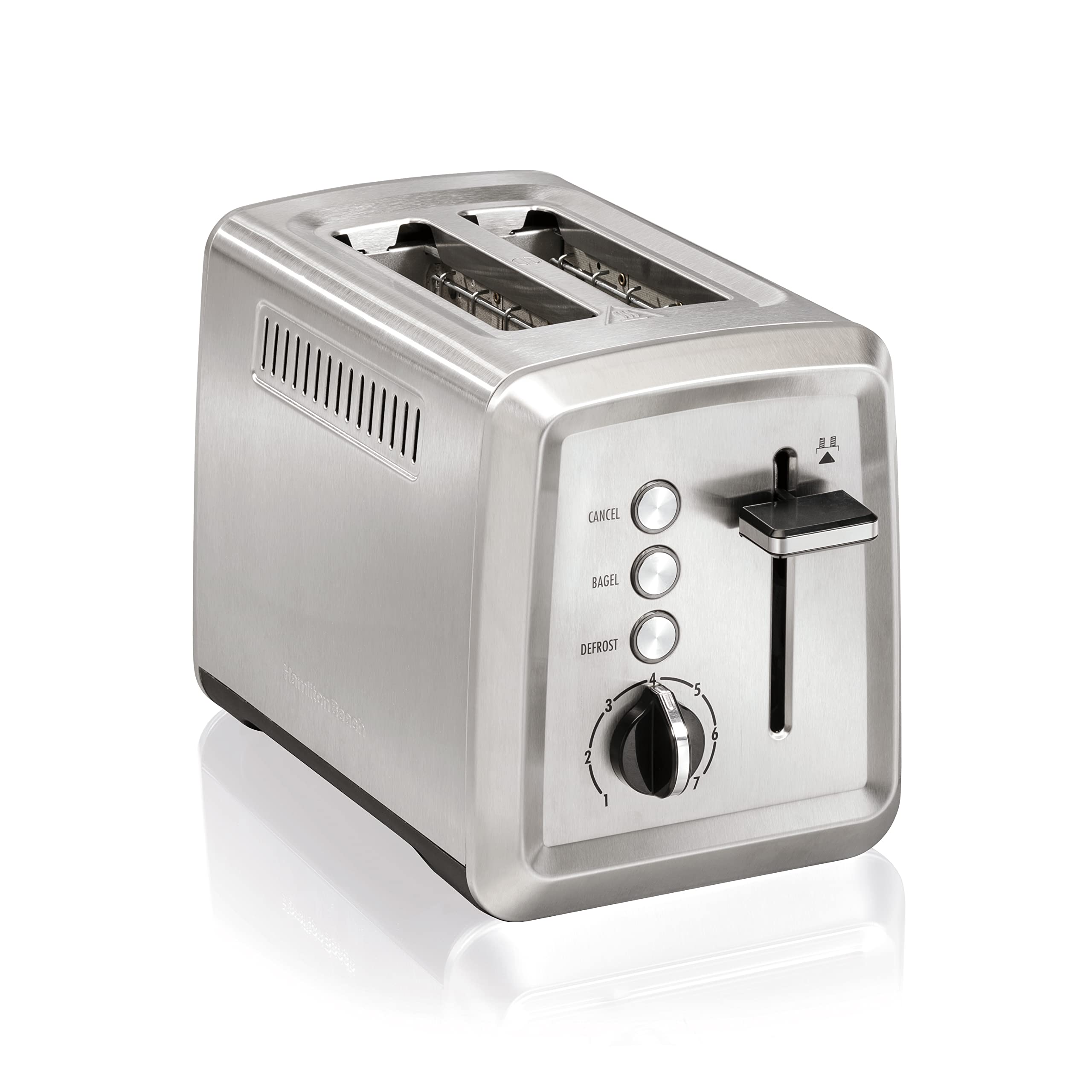 Photo 1 of Hamilton Beach 2 Slice Toaster with Extra-Wide Slots, Bagel Setting, Toast Boost, Slide-Out Crumb Tray, Auto-Shutoff & Cancel Button, Defrost Function, Stainless Steel (22794)