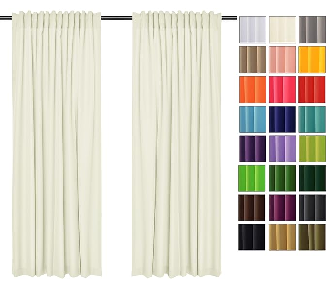 Rollmayer 2er Pack Vorhänge mit Tunnelband Kollektion Vivid (Ecru 2, 135x240 cm - BxH) Blickdicht Uni einfarbig Gardinen Scha