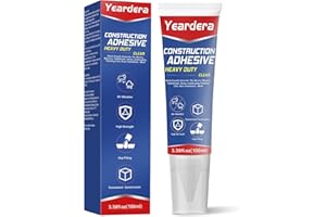 Yeardera Clear Heavy Duty Construction Adhesive,Cement Glue Squeeze Tube, Versatile Construction Glue for Tile, Floor, Stone, Wood, Wall & More, Pack of 1