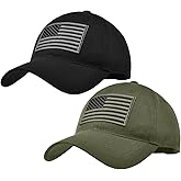 XCFWin 2 Pack American Flag Baseball Cap for Men Women Low Profile US Army Tactical Operator Military Plain Dad Hat