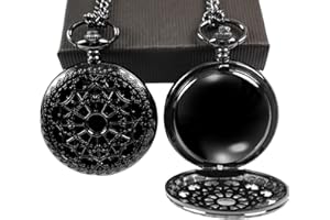 JIEXUAN Black Obsidian Scrying Mirror, Obsidian Feng Shui Mirror, Witches Mirror Presents, Witchcraft kit Divination Tools (Pocket Watch-D)