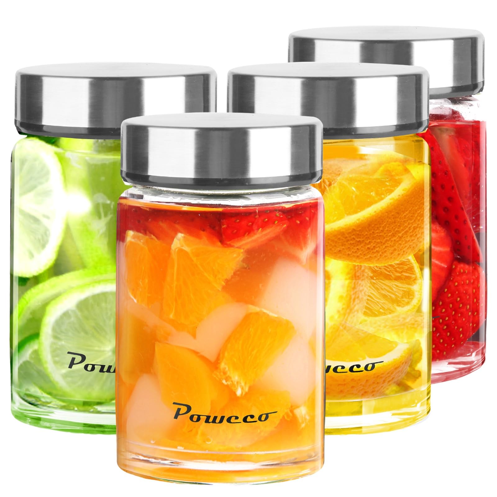 Photo 1 of 10oz Glass Juice & Water Bottles 4-Pack with Lids- Wide Mouth Reusable Borosilicate Glass- for Juicing, Smoothies, Protein Shakes, Blender & Shaker Bottle- Refillable & Dishwasher Safe(10 oz/300ml)
