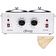 Professional Waxing Kit Wax Warmer Double Pot Wax Heater Machine for Hair Removal, Large Wax Pot for Spa Salon Beauty Esthetician Home, with Adjustable Temperature Set, 50 Wax Stick(White)