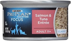 Purina Pro Plan Focus Adult 11+ Classic Salmon & Tuna Entree Wet Cat Food - Twenty-Four (24) 3 oz. Pull-Top Cans