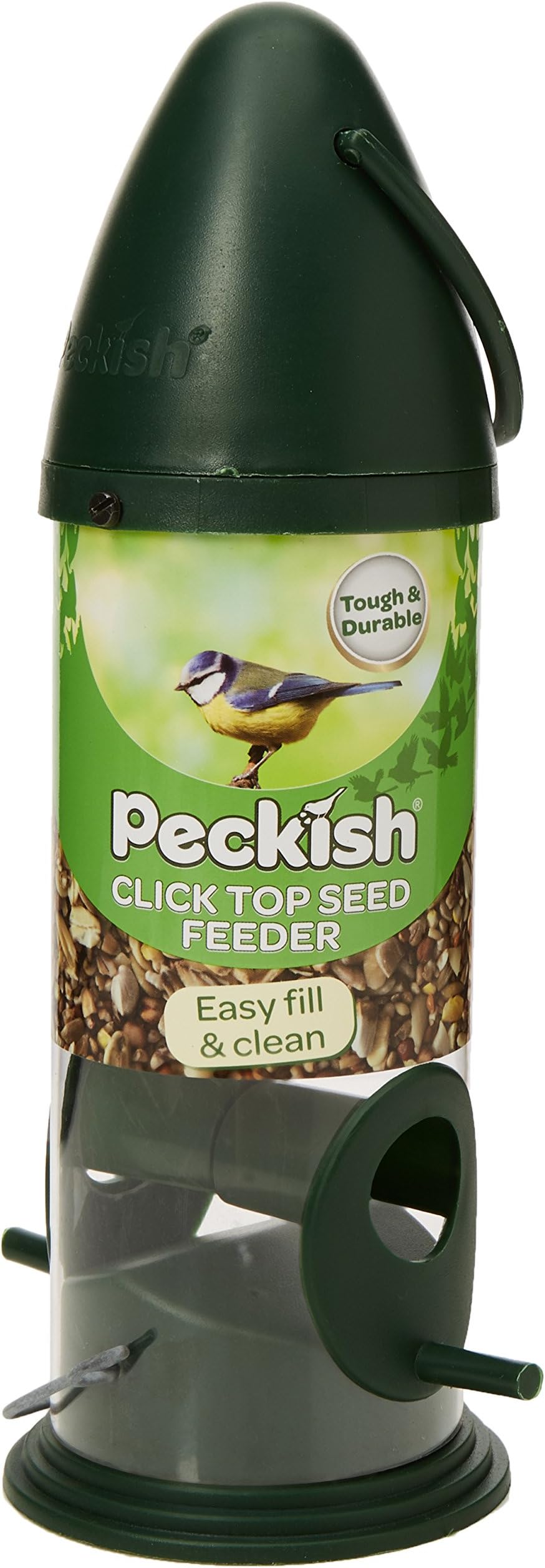 Peckish Click Top Seed Bird Feeder - Blue