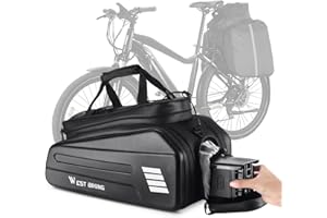 CHIMONA Ebike Battery Bag - Hard Shell E Bike Rack Bag, 30L Electric Bicycle Rear Rack Bag, Multifunction Large Pannier for Bicycle, Electric Bike Rear Seat Bag Bike Trunk Bag (BLACK1)