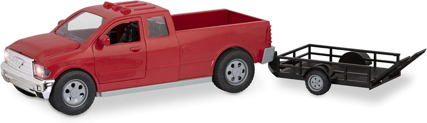 DRIVEN by Battat WH1110C1Z Mid-Sized Midrange Pick Detachable Trailer, Lights, and Sounds – Trucks and Construction Toys for Kids Aged 3 and Up, Nylon/A