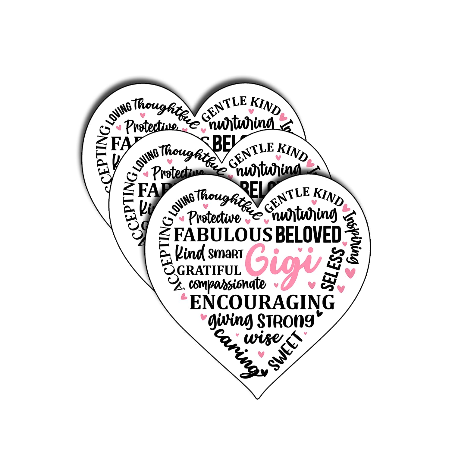 Photo 1 of (3Pcs) Gigi Heart Sticker Funny Family Mother Day, Pretty Mom Mama Decal, Celebrate Your Mom Gigi Love, Gifts for Grandma Decoration Book Laptop Phone Waterproof Vinyl Water Bottle Gifts 3x2.8 Inch