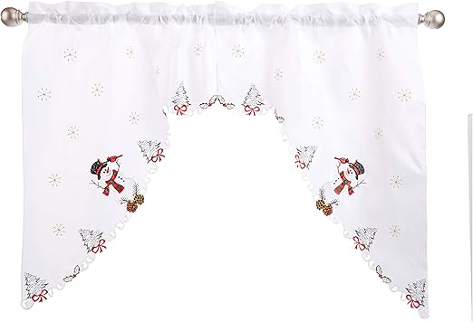 Amazon Com Lorraine Home Fashions Snowmen Window Curtain Swag