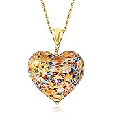 Ross-Simons Italian Murano Glass Heart Pendant Necklace in 18kt Gold Over Sterling