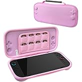 RAVEtone Travel Carrying Case Compatible with Nintendo Switch 2 Model 2025, Ultra Slim Premium EVA Portable Hard Shell Pouch Waterproof Game Bag with 16 Game Cartridge Accessories (Pink)