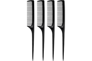 GAONSWOE 4 Pcs Rattail Combs for Women -Fine Tooth Styling Comb with Ergonomic Handle, Anti-Static Heat-Resistant Professional Hair Parting Tools for Smooth Detangling, Updos & Salon-Perfect Hairstyles.