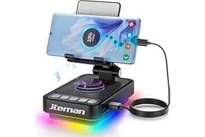 JTEMAN Gifts for Men Women Phone Stand Bluetooth Speaker with Light and Power Bank, 360 Rotating Phone Holder Cool Tech Gifts for Dad Mom Husband Unique Birthday Gift Ideas