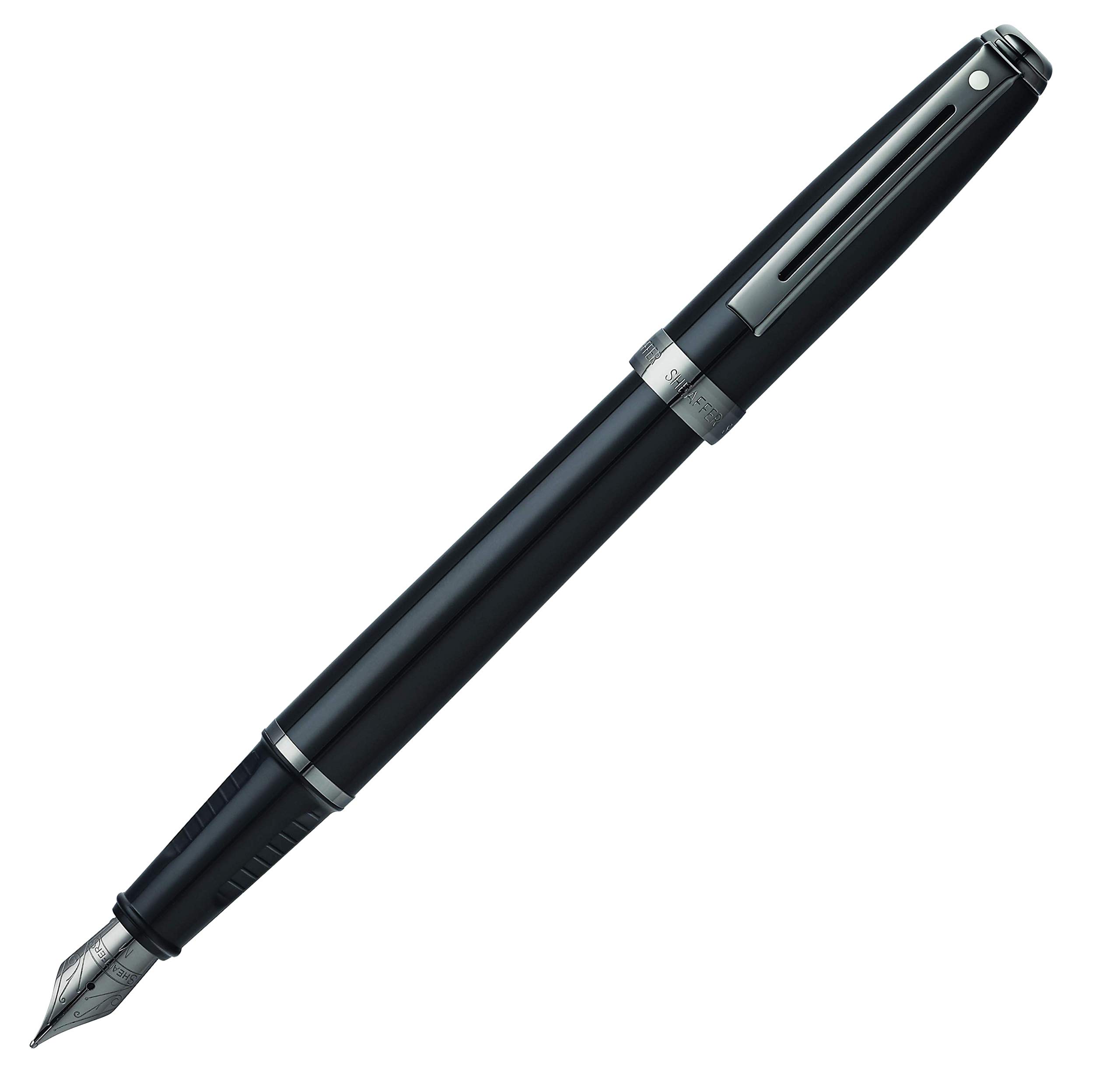 Sheaffer Prelude - Refillable Fountain Pen, fine Nib, Glossy Black, Gunmetal PVD Plated Trim