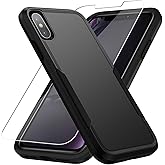 Warsia for iPhone X/Xs Case Rugged Dual-Layer Shockproof, Black | Military-Grade Heavy Duty Protection,Screen Protector,Matte Finish Scratch Resistant Anti-Fingerprint,Anti-Slip Phone Cover