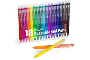 Lineon Erasable Gel Pens, 18 Colors Retractable Fine Point Erasable Pens Clicker, Assorted Color Inks, Make Mistakes Disappear for Drawing Writing Planner and Crossword Puzzles