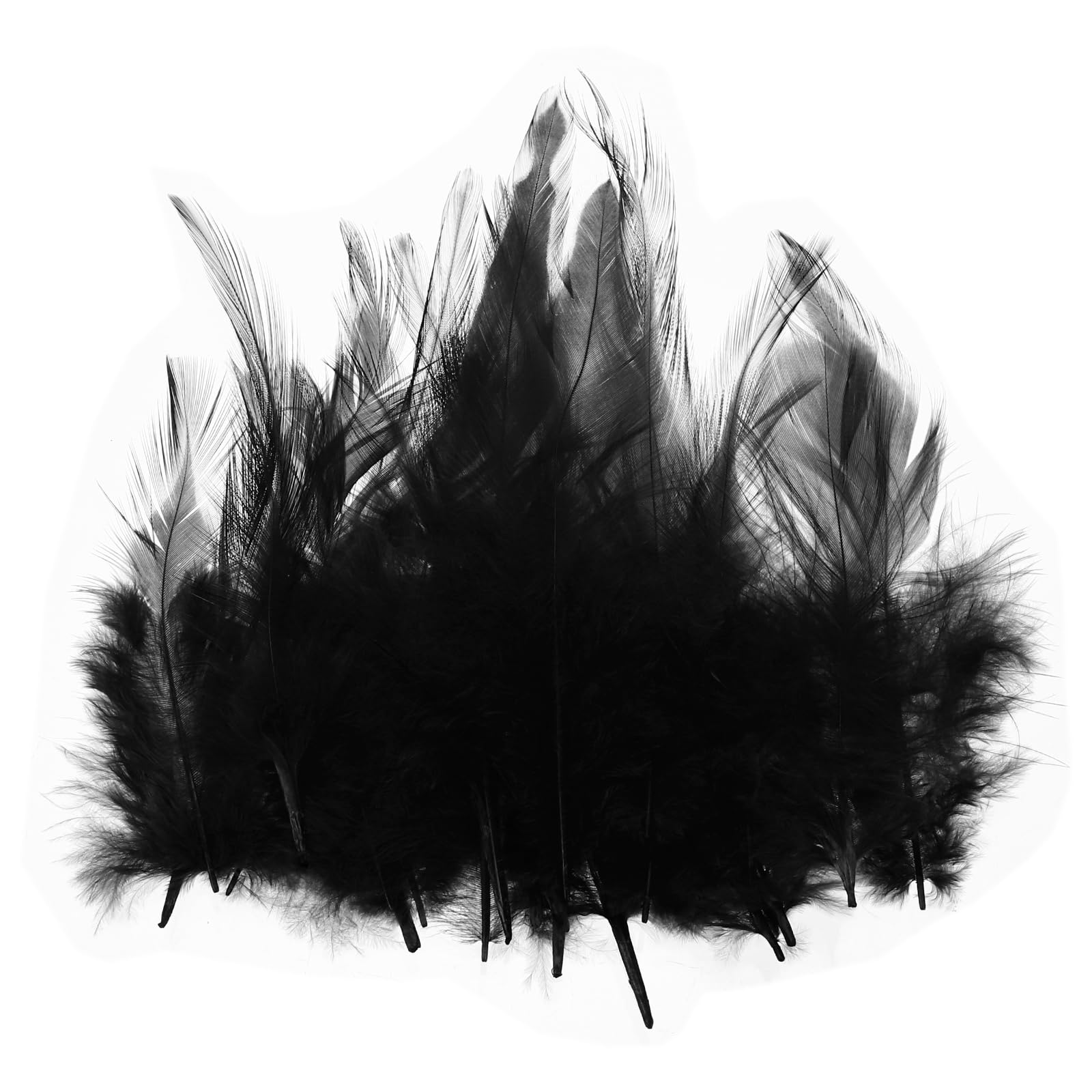 PATIKIL 3-5 Inch Rooster Feathers, 100 Pack Bulk Natural Feathers for Crafts Colorful Fluffy Craft Feathers for Dream Catcher Handwork Clothing Costumes Wedding, Black