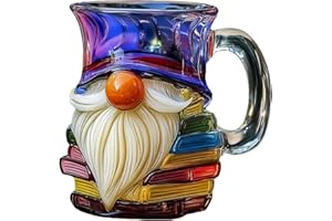 Coffee Cup - 3D Gnome Ceramic Mug | Hand Painted Tea Cup | Fun Book Mug, Family Friends Birthdays Home Indoor Travel Outdoor 