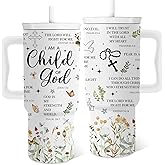 Christian Gifts for Women Girls, Child Of God Tumbler 24 Oz, Inspirational Religious Gifts, Stainless Steel Insulated Christian Coffee Mug, Bible Verse Catholic Spiritual Gift