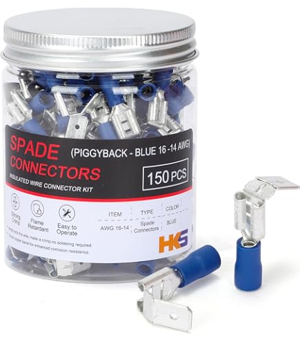 100 Pcs Insulated Pin Wire Connectors Wire Terminals 16-14 AWG, Blue