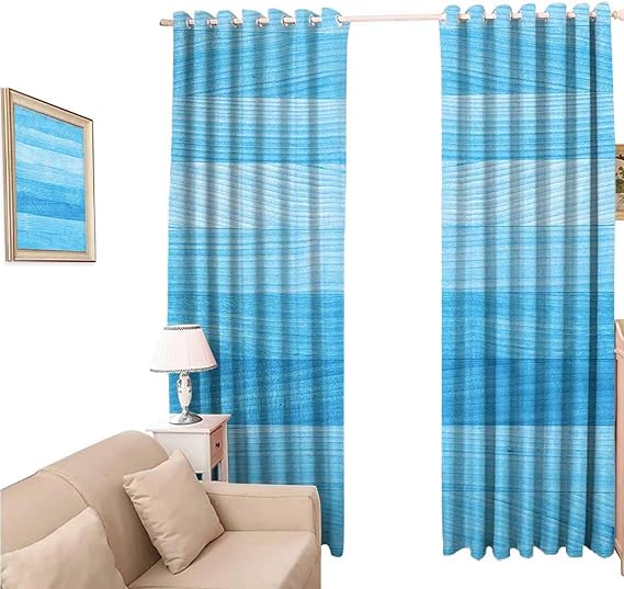 Decorative Blackout Curtains, Light Blue Wooden Planks Painted Texture Oak Tree