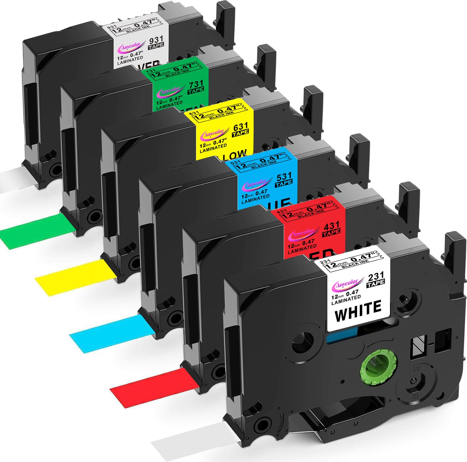 Anycolor 6 Pack Compatible with Brother P Touch