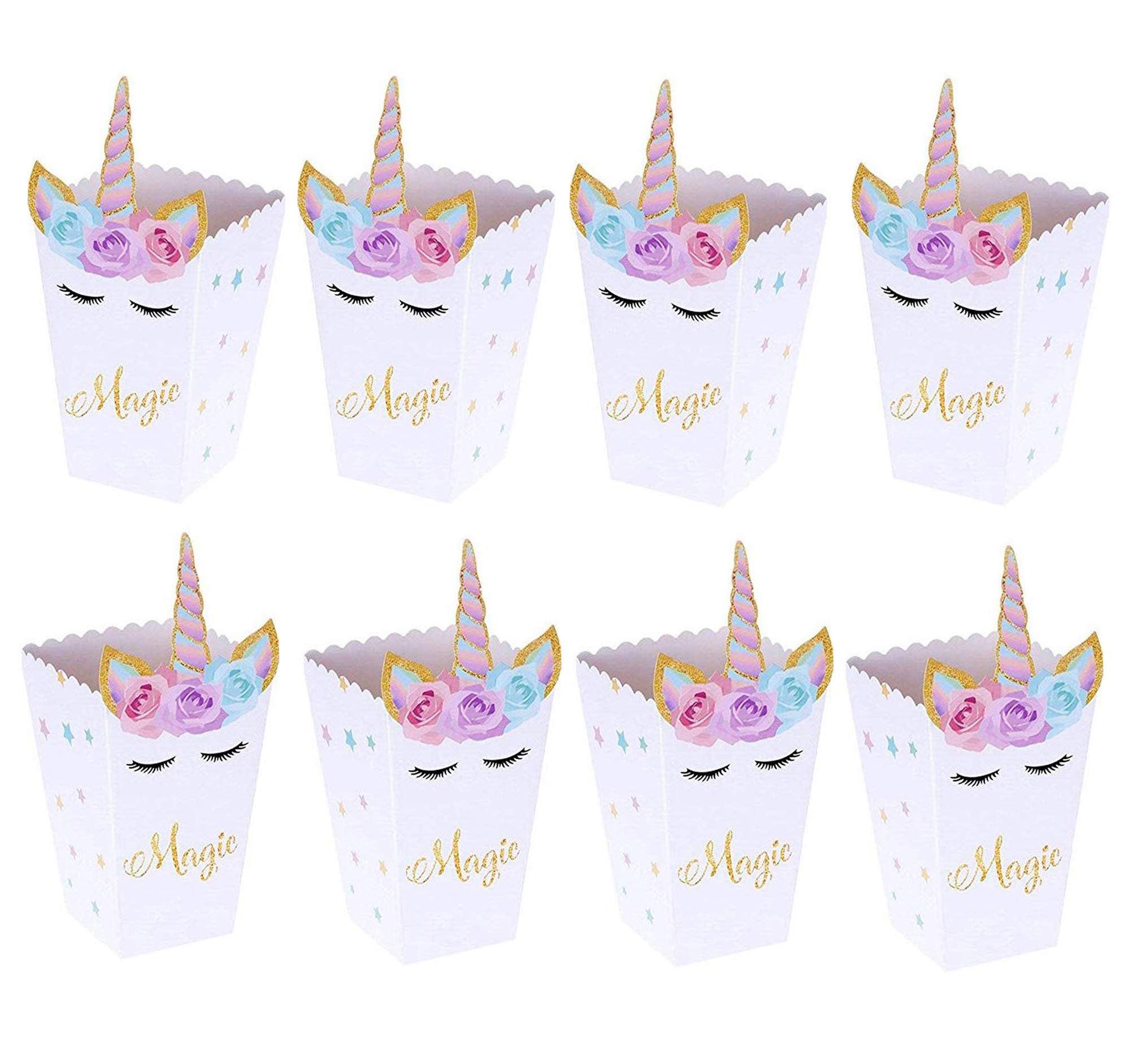 Sumerk 12 Pack Unicorn Popcorn Boxes Snack Boxes Candy Boxes Unicorn Party Favor Boxes Party Food Cookie Containers Baby Shower Birthday Party Decorations Supplies