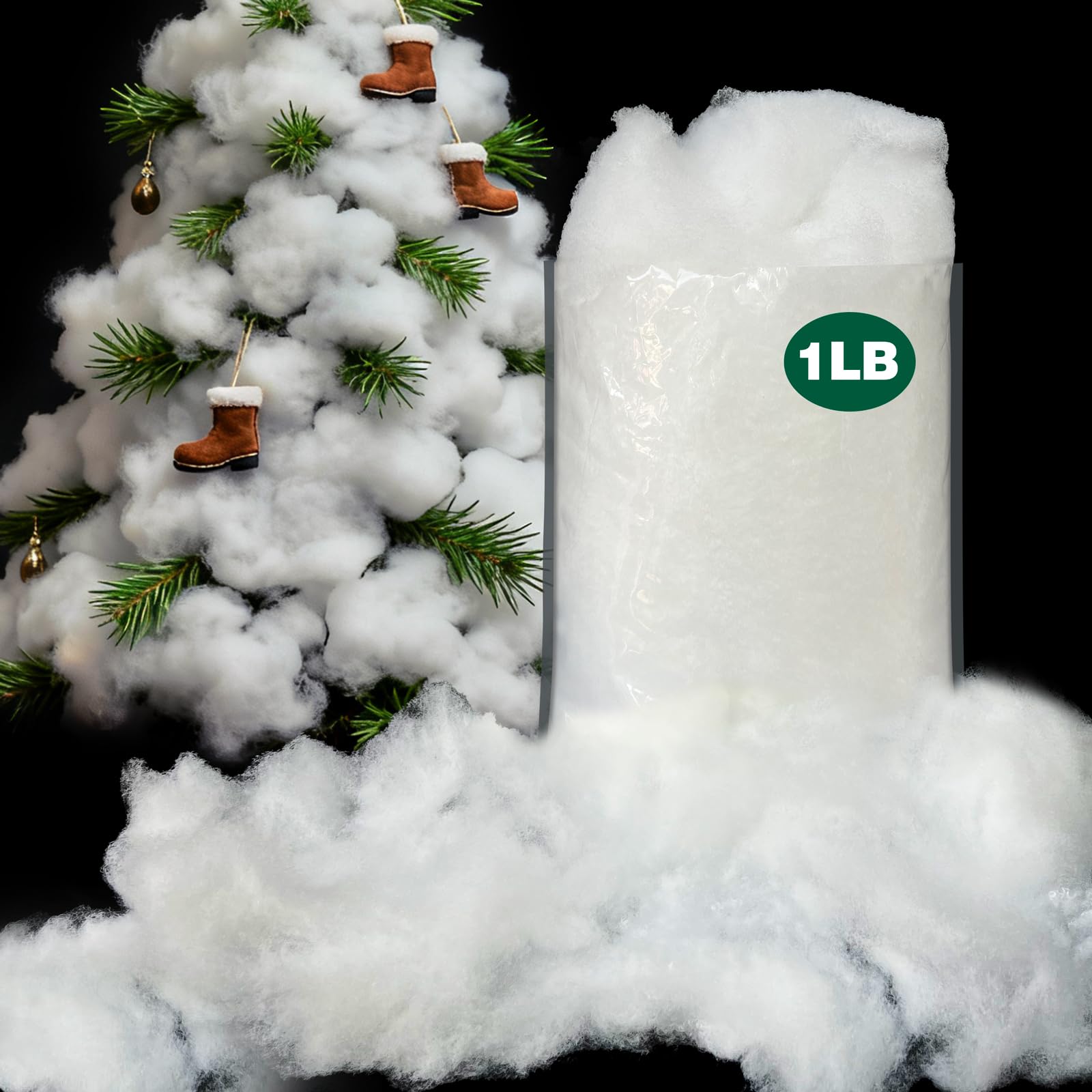 Photo 1 of 1LB Christmas Fake Snow Decor?Cotton White Fluff Christmas Indoor Decoration?Vacuum-Packed Artificial Snow?Cotton Stuffing for Crafts Christmas Village Snow Tree Table Covering Home and Office