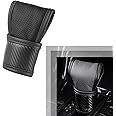 GKmow 1 PC Car Gear Shift Knob Cover, Carbon Fibre Gear Stick Protector, Leather Automobile Interior Accessories with Side Opening Design, Universal for Most Cars, SUVs and Vans (Black)