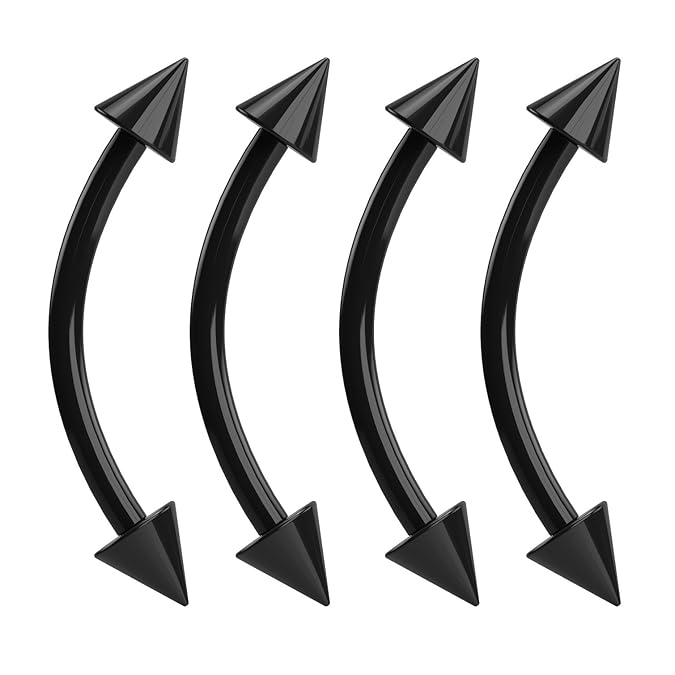 Buy 4pc 16g Black Acrylic Curved Barbell Plastic Spike Bent Cartilage